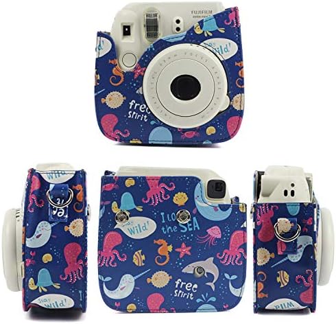CAIUL Uyumlu Mini 9 Groovy Kamera Kılıf Çanta Fujifilm Instax Mini 8 8 + 9 Kamera-Okyanus