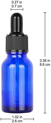 StonyLab 15 ml (0.5 oz) 6-Pack, Kobalt Cam Damlalık Şişe, Mavi Boş Cam Şişe ile Cam Damlalık, iç Fiş ve Etiket için Uçucu Yağlar