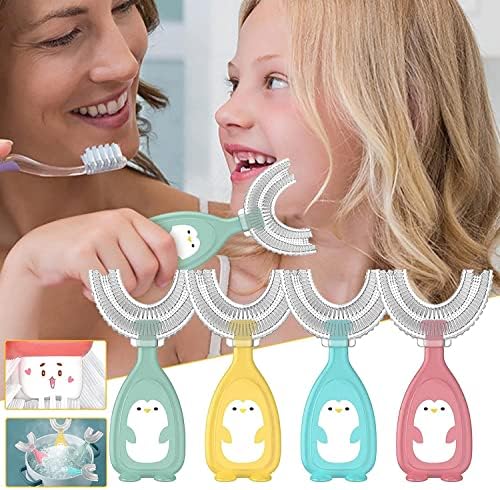HAPPYW-XFU 4 ADET Çocuklar U-Şekilli Diş Fırçası Manuel Eğitim Diş Fırçası Beyazlatma Diş Fırçası Ağız Temizleme Diş Fırçası
