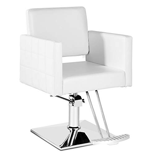 Saç Stilisti için Paddie Salon Sandalyesi, Hidrolik Berber Koltuğu Klasik Şekillendirme Güzellik Spa Ekipmanları, Beyaz