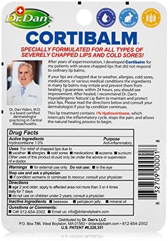 Dr. Dan's Cortibalm - 4'lü Paket - Çatlamış Kuru Dudaklar için-Çatlamış Dudaklar için İyileştirici Dudak Kremi-Erkekler, Kadınlar