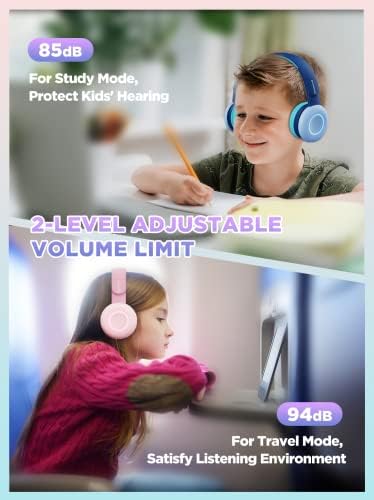 BİGGERFİVE Çocuklar Bluetooth kulaklıklar ile 7 renkli LED ışıkları, katlanabilir kablosuz kulak kulaklık üzerinde, 50 H çalma