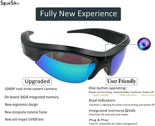 Bisiklet Gözlük Kamera Gözlük, 1080 P Video Kayıt Eylem Kamera 32 GB Bellek Entegre, gözlük Mini DVR ile UV Koruma için Açık