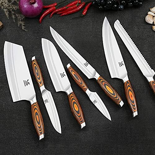 MSY BIGSUNNY 7-PCS Bıçak Seti, Tang Serisi Mutfak Bıçak Seti ile Cleaver Bıçak, alman Paslanmaz Çelik için Şef Bıçak Seti ile