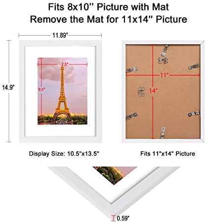 upsimples 11x14 Resim Çerçevesi 3'lü Set, Matlı 8x10 veya Matsız 11x14 için Yüksek Çözünürlüklü Camdan Yapılmış, Duvara Montaj