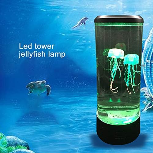 Masaüstü denizanası lamba, akvaryum ruh ışık LED denizanası ışık 7 renk Değiştirme gece lambası, büyük silindir Tankı ve 2 sahte