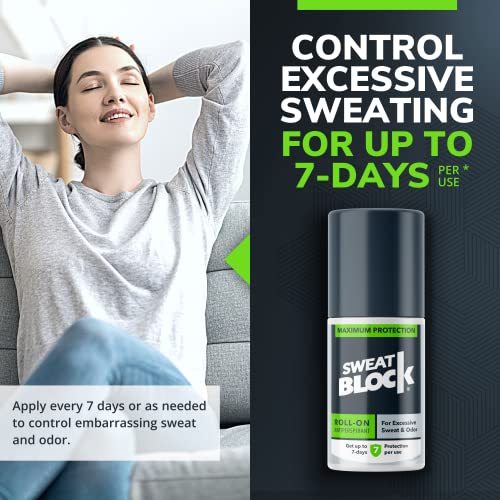 SweatBlock Antiperspirant Roll-on-DRİBOOST ile Maksimum Klinik Güç / Hiperhidroz, Aşırı Ter ve Koku Tedavisi / Kullanım Başına