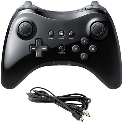 2X Yeni Siyah U Pro Bluetooth Kablosuz Denetleyici Nintendo Wii U için