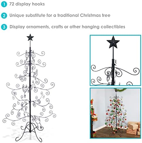 Sunnydaze Noelle Noel Süs Ağacı-Dekoratif Siyah Metal Ayaklı Süsleme Standı - Süs Eşyaları, Cam Küreler, Noel Topları ve Küçük