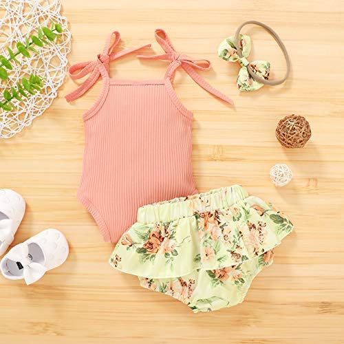 Little MİSS Sassy Yenidoğan Kız Yaz Kıyafetler Sapanlar Romper ve Ruffled Şort Set Bebek Kız Giyim
