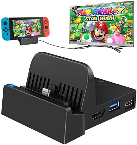 Nintendo Anahtarı TV Yerleştirme İstasyonu, taşınabilir şarj standı Hediye Kompakt Anahtarı için 4 K HDMI Adaptörü,Ekstra USB