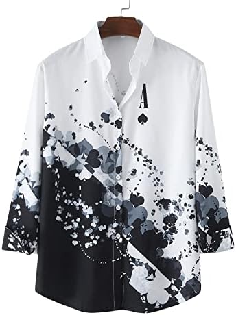 Erkek Bluzları ve Düğmeli Gömlekler Kontrast Baskılı Ekose Baskılı Yaka Gömlek Casual Bluzlar Artı Boyutu