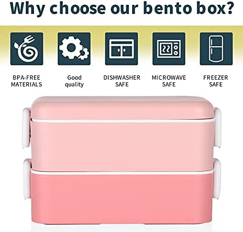 Bento Kutusu Japon Öğle Yemeği Kutusu Seti, 2'si 1 Arada Bölme, Sızdırmaz Bento Öğle Yemeği Kutusu Çocuklar ve Yetişkinler için