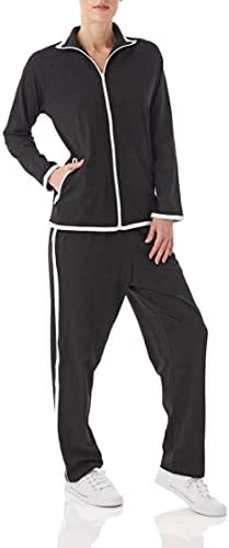 AmeriMark Kadın Çizgili Eşofman Takımı - %100 Pamuklu Pantolon ve Ceket Kıyafeti