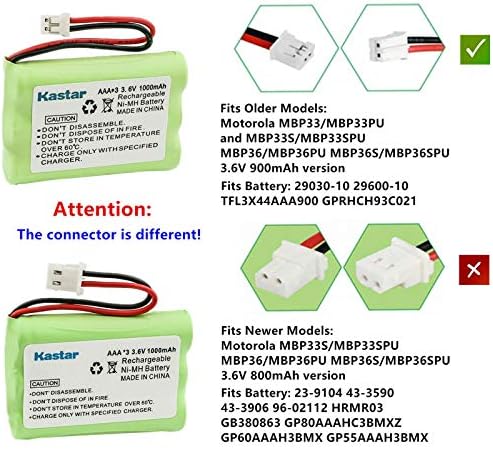 Kastar 6-Pack Ni-Mh Pil 3.6 V 1000 mAh Değiştirme Motorola Dijital Video bebek izleme monitörü MBP843CONNECT-3, MBP843CONNECT-4,