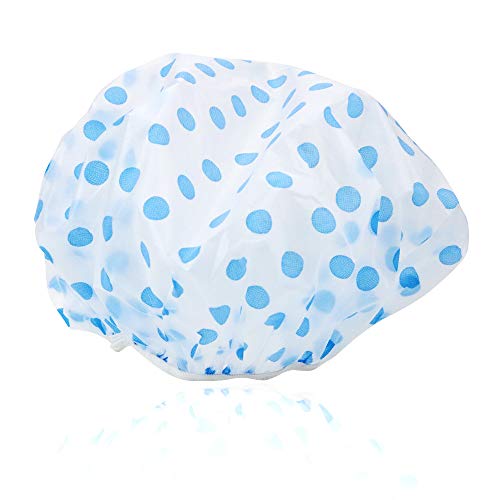Fansunta 12 Paket Renkli Noktalar Su Geçirmez EVA Plastik Kapaklar, Elastik Ayarlanabilir Kullanımlık Banyo Saç Kapaklar, Spa