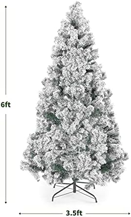 6FT Kar Akın Yapay Noel Ağacı için Kapalı ve Açık, Prim PVC İğneler, Sağlam Metal Standı ile Montajı kolay