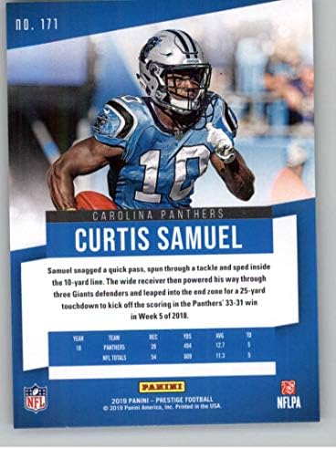 2019 Prestij Xtra Puan Yeşil Futbol 171 Curtis Samuel Carolina Panthers Panini Amerika'dan Resmi NFL Ticaret Kartı