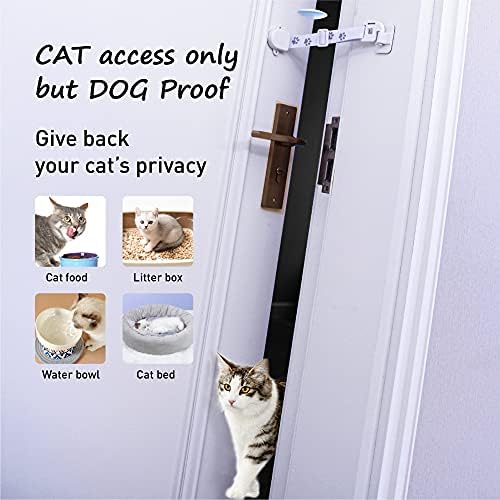 Neobay Ayarlanabilir Kedi Kapı Mandalı ve Kapı Durdurucu Combo. Köpeği Kedi Besleyiciden uzak tutun ve Kapının Çarpmasını Önleyin.