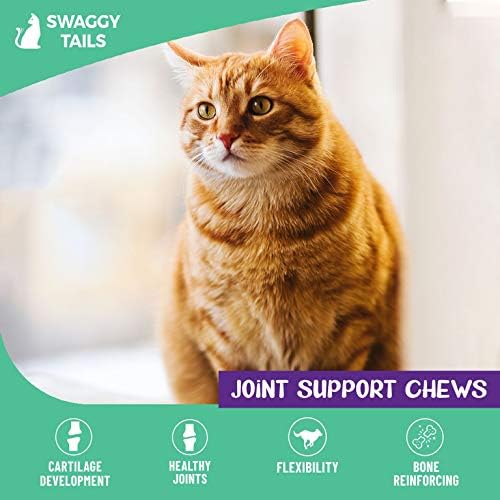SWAGGY TAİLS Kediler için Glukozamin, Eklem İltihabı Takviyesi, Kedi Eklem Çiğnemeleri-Msm'li Kediler için Eklem Desteği, Kondroitin,