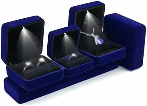 BFTGS Hediye için LED ışık ile LED Mücevher Kutusu Alyans Kolye Küpe Ekran Depolama Mücevher Kutuları (Renk: E, Boyutu: Gösterildiği