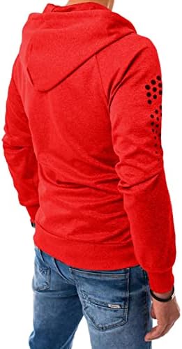 Stoota erkek Casual Tişörtü, Kış Sıcak Spor Koşu Polka Dot Hoodie Uzun Kollu Zip Up Düzenli Kazak Bluz