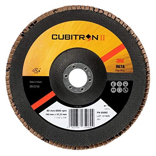 3 M Cubitron II Flap Disk 967A-40 + Kum Seramik Hassas Şekilli Tahıl-Tipi 27 Açı Öğütücü Disk-Metal Taşlama-5 x 7/8 Çardak Delik-10