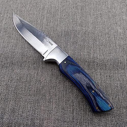 HU FORGE 906 Orijinal Hediye, Güzel Bıçak-El Yapımı Paslanmaz Çelik Şam Av Bıçağı-Koç Boynuzu Kolu-Deri Kılıflı 9 Sabit Bıçak