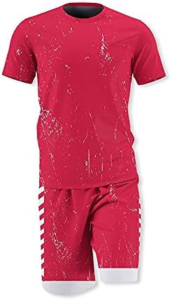 UXZDX Yeni erkek T-Shirt Şort Takım Elbise, Yaz Nefes Eğlence Run Set Moda Baskı erkek spor takım elbise( Renk: Kırmızı, Boyutu: