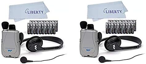 Williams Sound PockeTalker Ultra Duo Kulaklık ve Kulaklık ile Ses Yükseltici, Yıllık Pil Temini ve Liberty Mikrofiber Bez ((2.Birimler))