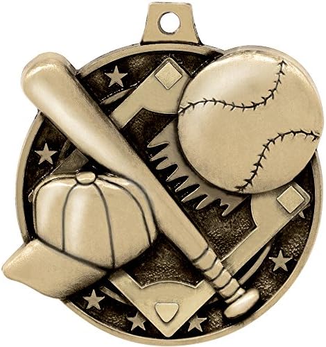 Taç Ödülleri Beyzbol Madalyası-2 3D Beyzbol Diecast Madalyaları Yıldız ve Çizgili Boyun Şeridi