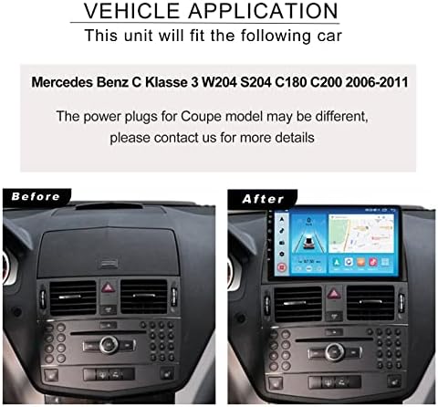 Araç Ses Alıcıları ile GPS Navigasyon Carplay Mercedes Benz C Klasse 3 W204 S204 C180 C200 2006-2011, Android 10 Bluetooth Araç