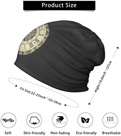 Vintage Motif saat siyah yetişkin sıkı moda örgü kap Hedging rahat Beanie sıcak şapka