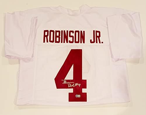 Brian Robinson Jr İmzalı İmzalı Otomatik UA Alabama Crimson Tide Beyaz Futbol Forması-PSA