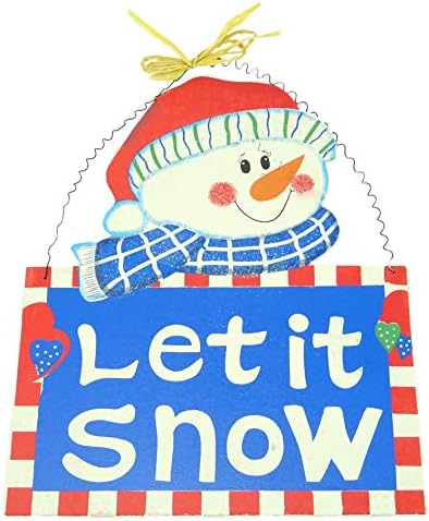 29cm Ahşap Noel Duvar Plaketi - Let It Snow Kardan Adam Tasarımı-Noel Dekorasyonu