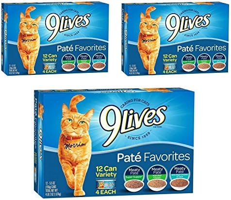 9 Lives Pate Favorites Variety Pack Konserve Kedi Maması, 12 Kutu Paketi, 5.5 Ons (36 paket)