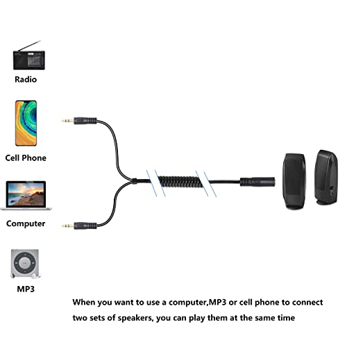GELRHONR 3.5 mm Stereo Dişi 2-Erkek Splitter Ses Kablosu,Hoparlör, Ses,Kulaklık,PC,Dizüstü Bilgisayar için 3.5 mm Stereo Kulaklık(Mikrofon