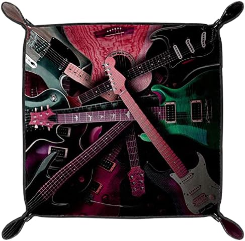 Deri vale Tepsi Çok Amaçlı saklama kutusu Tepsi Organizatör depolama için Kullanılan küçük aksesuarlar, müzik gitar desen