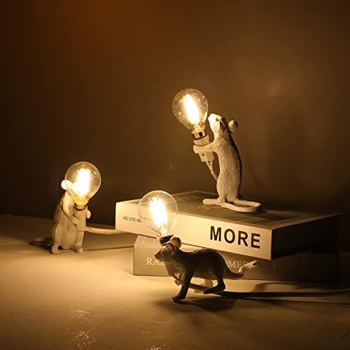 Fare Şekli Masa Lambası, reçine yaratıcı masa lambası başucu lambası ışık Başucu hediye Dekorasyon Yatak odası, çalışma odası