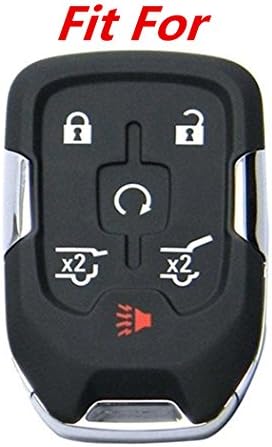 WFMJ Deri ıçin GMC Yukon XL Denali Chevrolet Suburban Tahoe Uzaktan Akıllı 6 Düğmeler Anahtar Fob Vaka Tutucu Kapak Zinciri (Kırmızı)