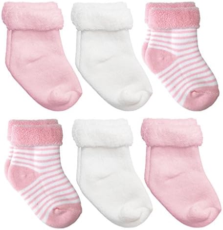 Ülke Çocuk Bebek Kız Yumuşak Rahat Pamuklu Terry Bootie Çorap, 6 Paket