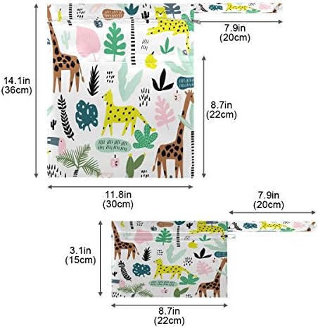 KEEPREAL tropikal karikatür zürafa Baskı su geçirmez ıslak çanta - makinede yıkanabilir / ıslak kuru çanta için bez çocuk bezi,