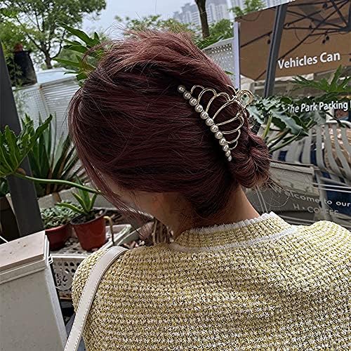 Geometrik Kore saç aksesuarları inci kadınlar için tatlı taç at kuyruğu tutucu saç pençe yengeç klip