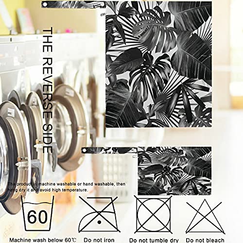 visesunny Siyah Tropikal Palmiye Yaprağı Fermuarlı cepler ile 2 Adet ıslak Çanta Yıkanabilir Kullanımlık Ferah Bezi Çanta için