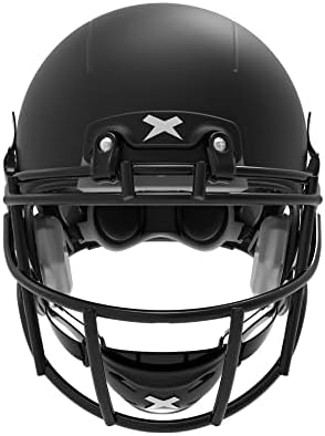 Xenith Gençlik X2E+ Mat Siyah Futbol Kaskı w/Siyah XRS21 Yüz Maskesi ve Siyah Çene Kayışı-Büyük