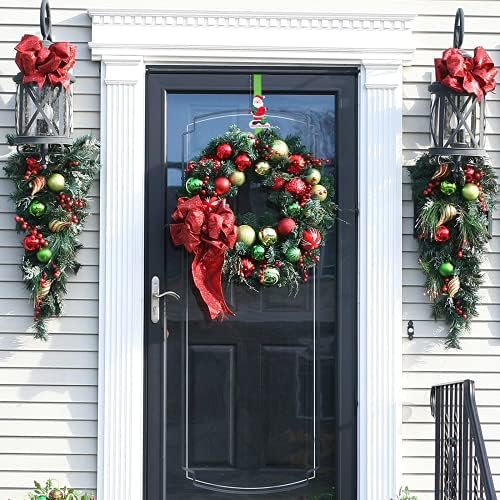 NC Noel Çelenk Askı, Metal Çelenk Kanca ile Santa Kardan Adam Geyik Çelenk Desen Noel Partisi Dekor için Kapı Duvar Ev Ofis,