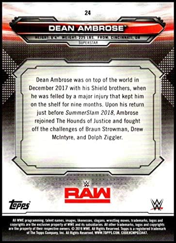 2019 Topps WWE Raw 24 Dean Ambrose Güreş Ticaret Kartı