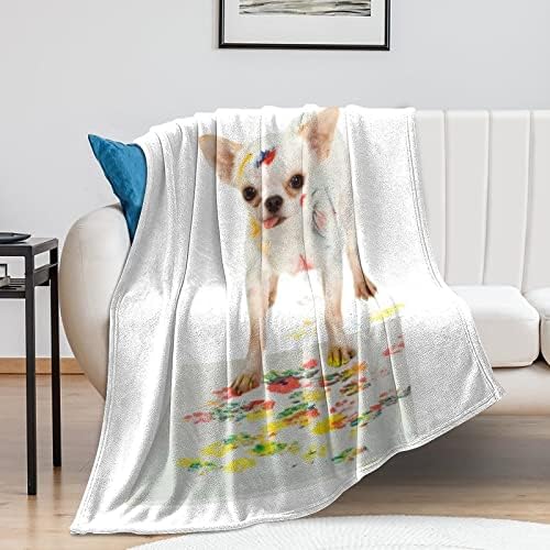 Flanel Battaniye Çocuklar için Beyaz Köpek Polar Battaniye Süper Yumuşak Atmak Battaniye Bebek Erkek Kız için Renkli Baskı 40