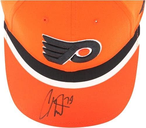 Carter Hart Philadelphia Flyers İmzalı Ters Retro Logo Kapağı-İmzalı NHL Şapkaları
