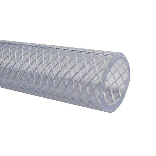 Polyester Örgülü Takviyeli Şeffaf Plastik Vinil Esnek PVC Boru Hortumu, 3, 25 Ft